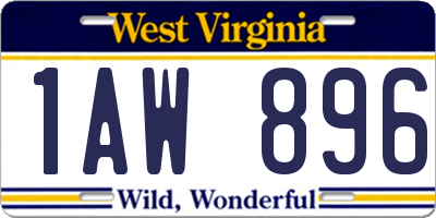 WV license plate 1AW896