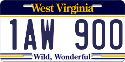 WV license plate 1AW900