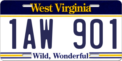 WV license plate 1AW901