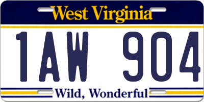 WV license plate 1AW904