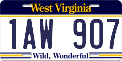 WV license plate 1AW907