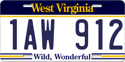 WV license plate 1AW912