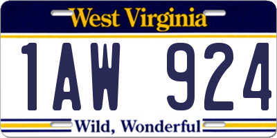 WV license plate 1AW924