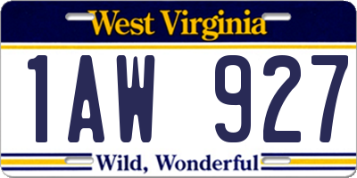 WV license plate 1AW927