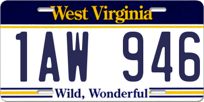 WV license plate 1AW946