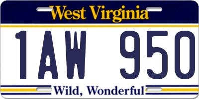 WV license plate 1AW950