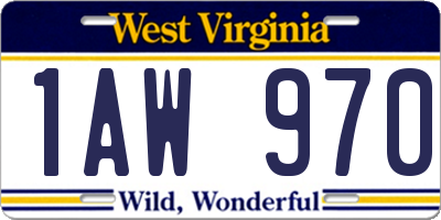 WV license plate 1AW970