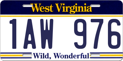 WV license plate 1AW976