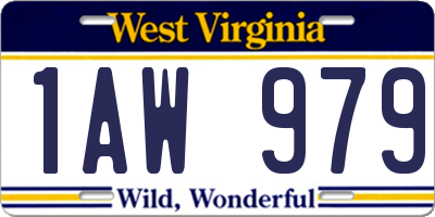 WV license plate 1AW979