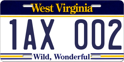 WV license plate 1AX002