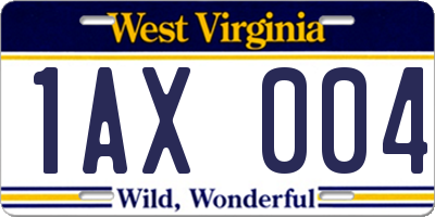 WV license plate 1AX004