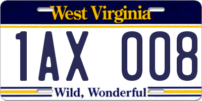 WV license plate 1AX008