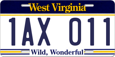 WV license plate 1AX011
