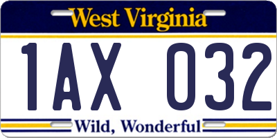 WV license plate 1AX032