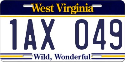WV license plate 1AX049
