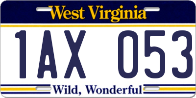 WV license plate 1AX053