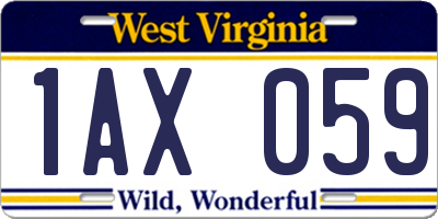 WV license plate 1AX059