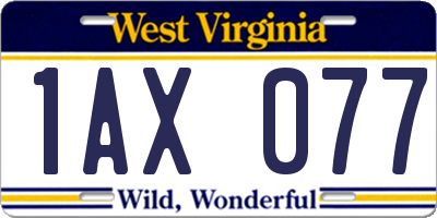 WV license plate 1AX077