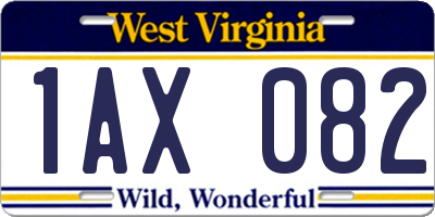 WV license plate 1AX082