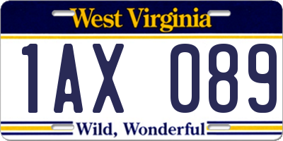 WV license plate 1AX089