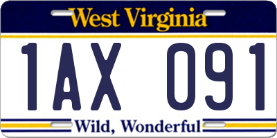 WV license plate 1AX091