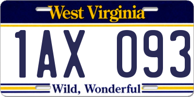 WV license plate 1AX093