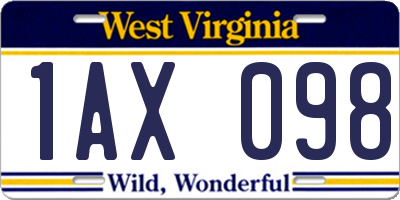 WV license plate 1AX098