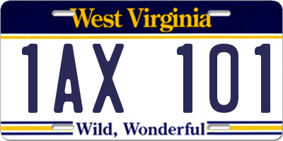 WV license plate 1AX101