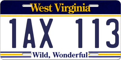 WV license plate 1AX113
