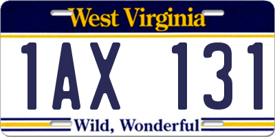 WV license plate 1AX131