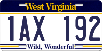 WV license plate 1AX192