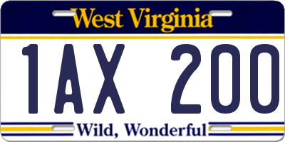 WV license plate 1AX200