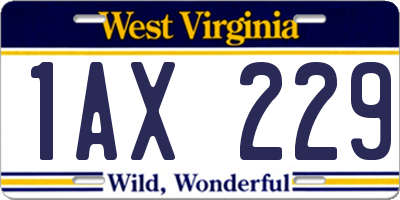 WV license plate 1AX229