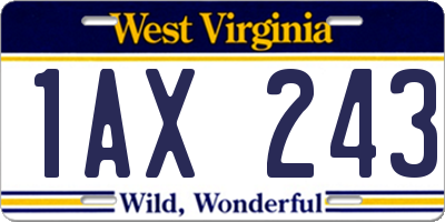WV license plate 1AX243
