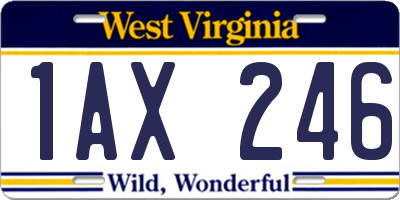 WV license plate 1AX246