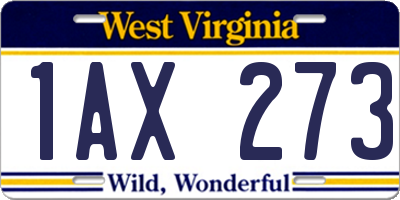 WV license plate 1AX273