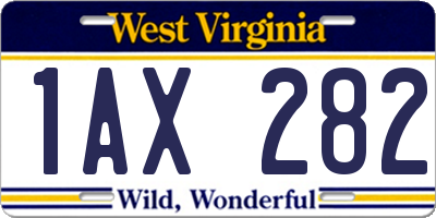 WV license plate 1AX282