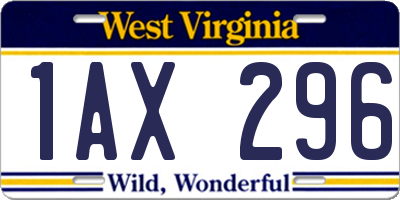 WV license plate 1AX296
