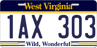 WV license plate 1AX303