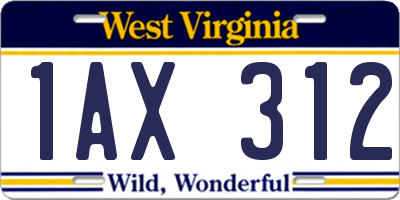 WV license plate 1AX312