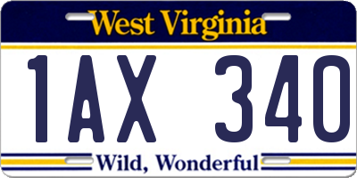 WV license plate 1AX340