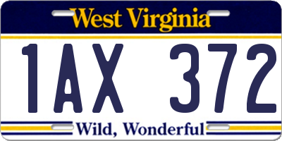 WV license plate 1AX372