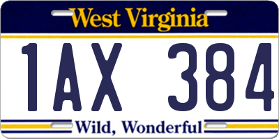 WV license plate 1AX384