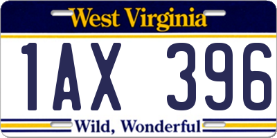 WV license plate 1AX396