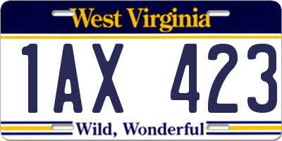 WV license plate 1AX423