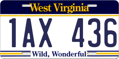 WV license plate 1AX436