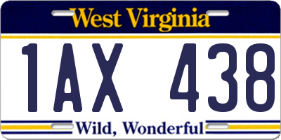 WV license plate 1AX438