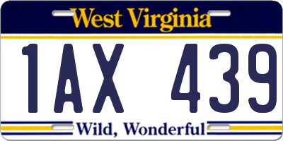 WV license plate 1AX439