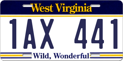 WV license plate 1AX441