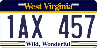 WV license plate 1AX457